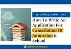 Application for cancellation of admission
