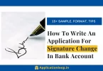 Application for signature change in bank